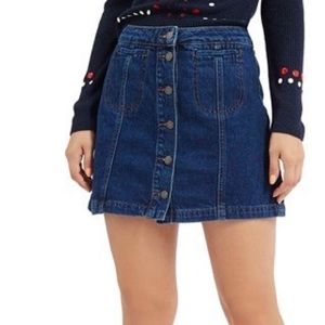 Topshop Front Button Denim Skirt